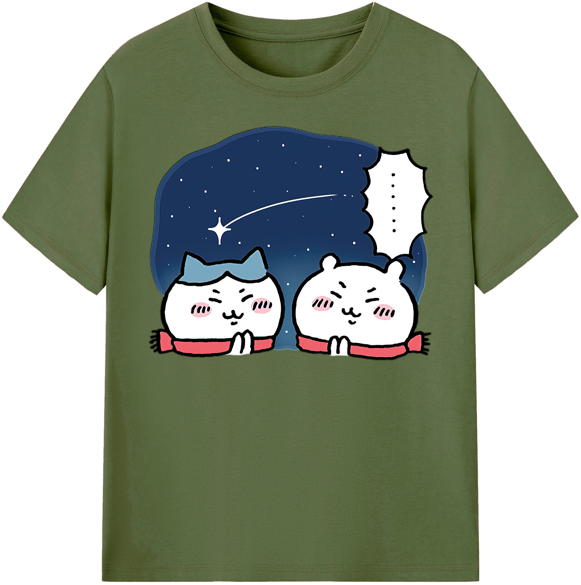 （画像用） ちいかわ ハチワレ Chii-kawa hachiware 綿100％半袖Tシャツ（フロントプリント）